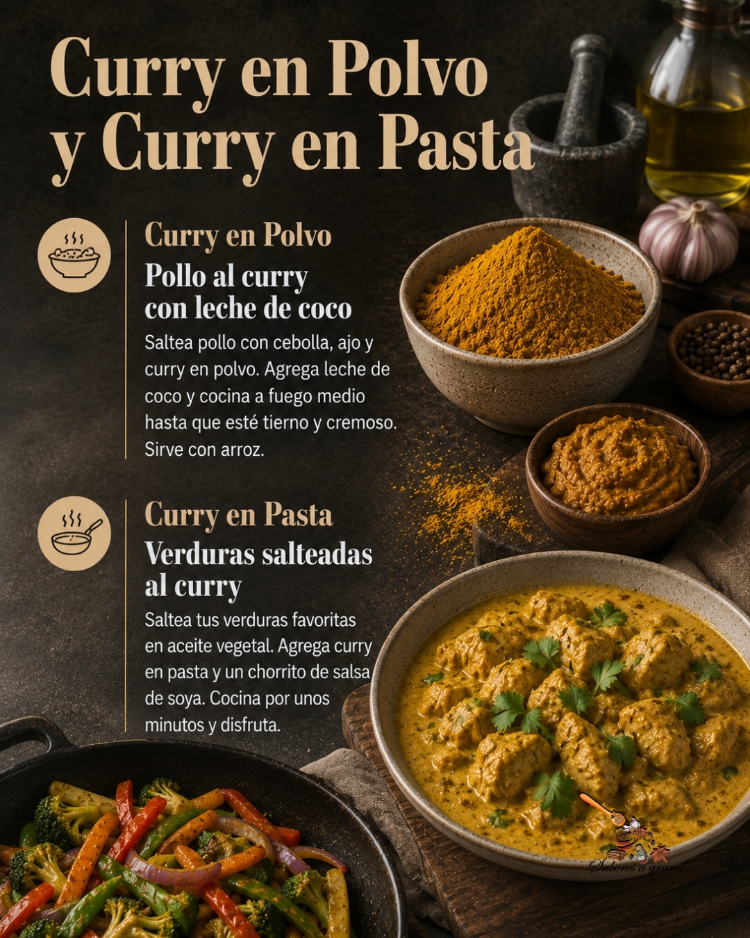 Recetas con Curry: pollo cremoso y verduras salteadas