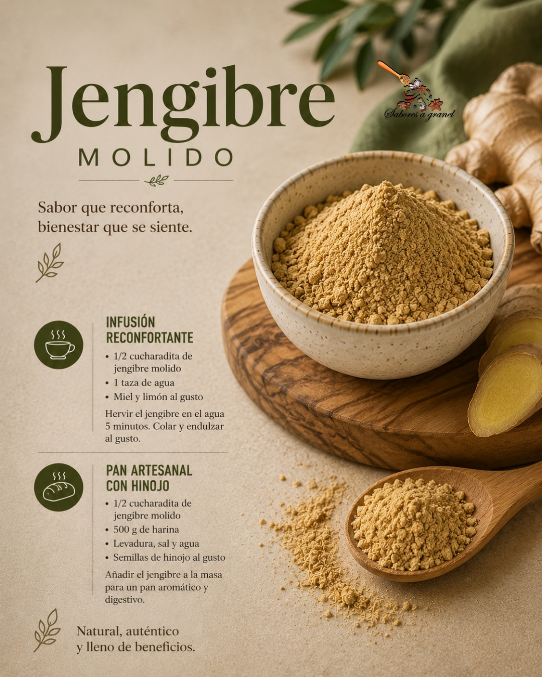 Recetas con Jengibre Molido: infusión reconfortante y pan artesanal
